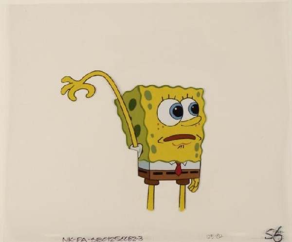 Reaching Arm Out Cel Original SpongeBob Animation Art: This original animation cel is from the Nickelodeon TV show SpongeBob Squarepants. The story takes place under the deep blue sea in Bikini Bottom, where SpongeBob resides. Sp