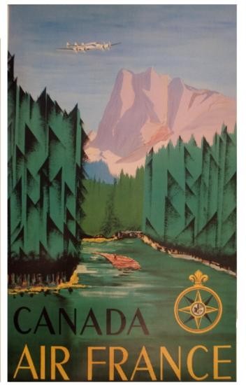 1999 Dore Air France to Canada Poster: Reference #: ULXX8901 Artist Name: Dore, Jean Title: Air France to Canada Medium: Offset Lithograph Edition Size: Unknown Year: 1999 Paper Size: 27 x 39 inches Image Size: 27 x 39 inches Condition: A-