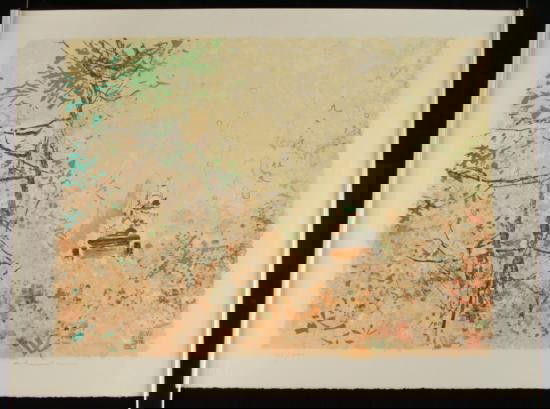 Chen Chi Signed Print Spring Chinese Abstract Art: This is a print by Chinese master artist Chen Chi. Spring is portrayed here, in lush, abstract colors. Chen Chi's delicate brushstrokes convey a lot of depth. Artist: Chen Chi Title: "Spring" Medium: