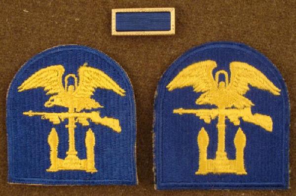 3 WWII UNIFORM ARMY DEVICES-UNIT BAR/AMPHIBIAN TROOPS: THREE WWII UNIFORM DEVICES-1 DISTINGUISHED UNIT BAR BADGE-ARMY & 2 ARMY AMPHIBIAN ASSIGNED TROOPS PATCHES ALL IN GREAT CONDITION-PIN BACK ON BAR
