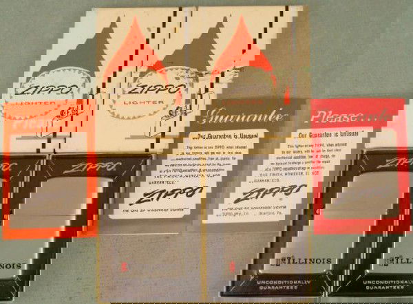 2 Vint Zippo Advertising Lighters Illinois Tool Works: These vintage Zippo lighters are advertising pieces from ITW (Illinois Tool Works). Both are in near Mint condition in the original boxes with instructions. They have not been tested, but one is missi