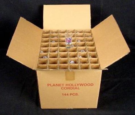 Planet Hollywood ATLANTA Shot Glass Case of 144 MIB: This is a case of 144 shot glasses from Planet Hollywood ATLANTA. They are in mint condition, and come in the original box. These shots are now rare, because the location is no longer open. Each 3 1/2