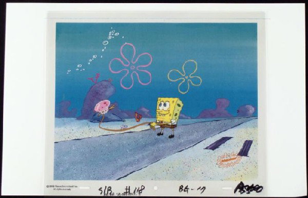 Cel Background Bring Back Original Animation SpongeBob: This animation cel and reproduction background are from the Nickelodeon TV show SpongeBob Squarepants. The story takes place under the deep blue sea in Bikini Bottom, where Sponge