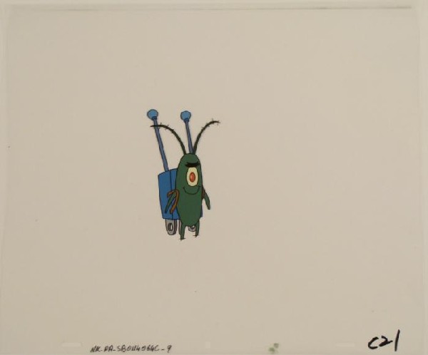 Mind Control Cel Original Animation Art Cool SpongeBob: This original animation cel is from the Nickelodeon TV show SpongeBob Squarepants. The story takes place under the deep blue sea in Bikini Bottom, where SpongeBob resides. Sp