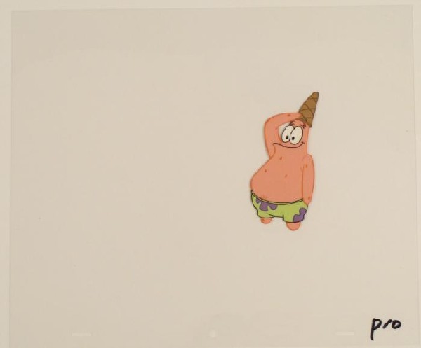 Reporting for Duty Original Production Cel SpongeBob: This original animation cel is from the Nickelodeon TV show SpongeBob Squarepants. The story takes place under the deep blue sea in Bikini Bottom, where SpongeBob resides. Sp