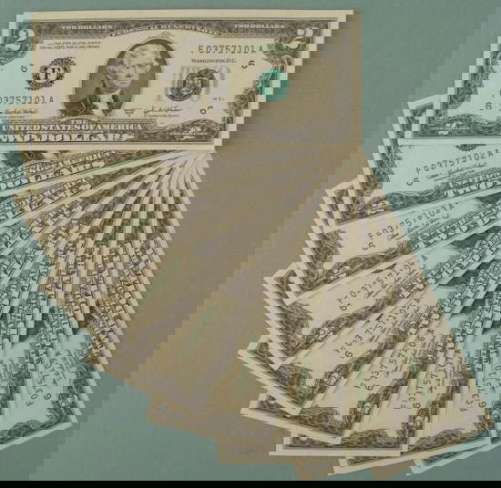 9 Consecutive 2003 A $2 Bills Note F Mint Atlanta CU: (9) 2003-A $2 bills, with consecutive serial numbersMint mark: F (Atlanta)Grade: Crisp Uncirculated*Serial number may be different from the one shown