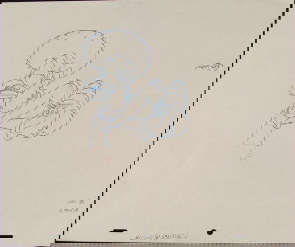 Original Stupid Phone Drawing Spongebob Production Art: This original animation art pencil drawing was done for SpongeBob Squarepants. The notations say: pos-G. It looks like Squidwards temper for the phone is running very thin.The story t