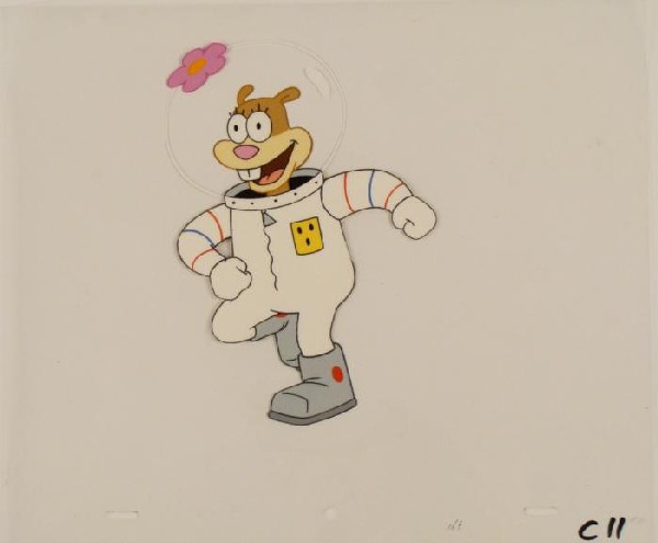 Original Cel Art Production Off to the Races Spongebob: This original animation cel is from the Nickelodeon TV show SpongeBob Squarepants. The story takes place under the deep blue sea in Bikini Bottom, where SpongeBob resides. Sp