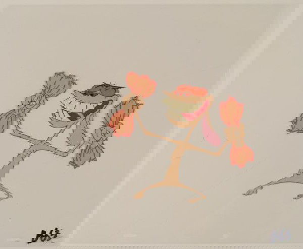 Cel Ren and Stimpy Original Animation Flared Nostrils: This is an original production animation cel from the Nickelodeon TV show Ren & Stimpy. The show follows two characters - Ren, a crazy Chihuahua - and - Stimpy, an incredibly stupid