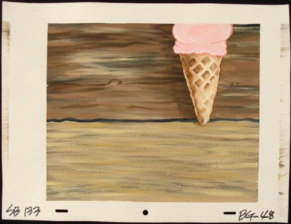 Ice Cream Bench Original Background SpongeBob Animation: This original hand-painted background from the Nickelodeon TV show SpongeBob Squarepants. The story takes place under the deep blue sea in Bikini Bottom, where SpongeBob resi
