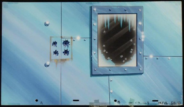 Cel Original Frozen Spongebob Background Animation: This original hand-painted background and animation cel is from the Nickelodeon TV show SpongeBob Squarepants. The story takes place under the deep blue sea in Bikini Bo