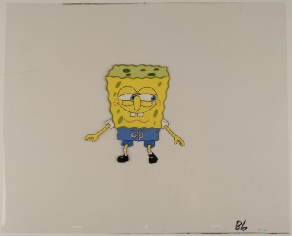 SpongeBob SIZE XL Original Animation Art Production Cel: This original animation cel is from the Nickelodeon TV show SpongeBob Squarepants. The story takes place under the deep blue sea in Bikini Bottom, where SpongeBob resides. Sp