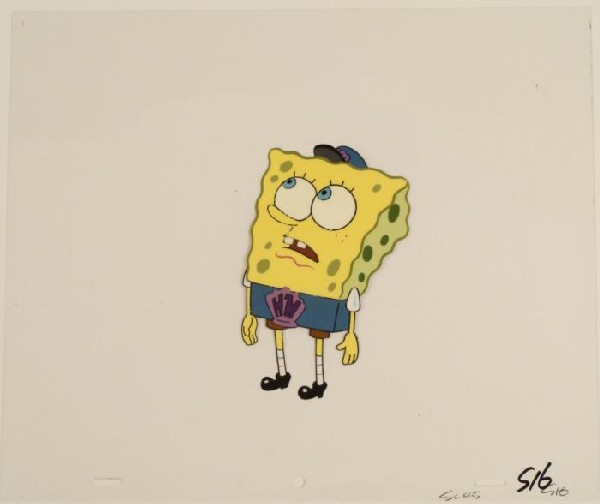Production SpongeBob Hall Original Monitor Cel Cool Art: This original animation cel is from the Nickelodeon TV show SpongeBob Squarepants. The story takes place under the deep blue sea in Bikini Bottom, where SpongeBob resides. Sp