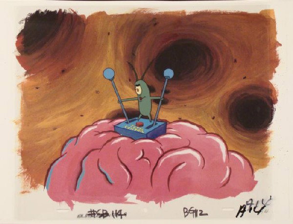 All Control Original Animation Cel Background SpongeBob: This animation cel and reproduction background are from the Nickelodeon TV show SpongeBob Squarepants. The story takes place under the deep blue sea in Bikini Bottom, where Sponge