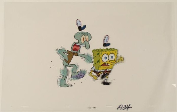 Running Life Cel Original SpongeBob Original Animation: This original animation cel is from the Nickelodeon TV show SpongeBob Squarepants. The story takes place under the deep blue sea in Bikini Bottom, where SpongeBob resides. Sp