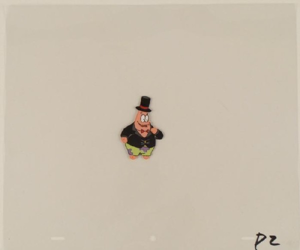 Original Patrick Star Animation Hat Cel SpongeBob Art: This original animation cel is from the Nickelodeon TV show SpongeBob Squarepants. The story takes place under the deep blue sea in Bikini Bottom, where SpongeBob resides. Sp