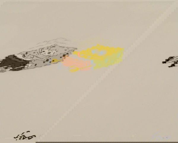 Head Marks Original Animation SpongeBob Cel Flat Art: This original animation cel is from the Nickelodeon TV show SpongeBob Squarepants. The story takes place under the deep blue sea in Bikini Bottom, where SpongeBob resides. Sp