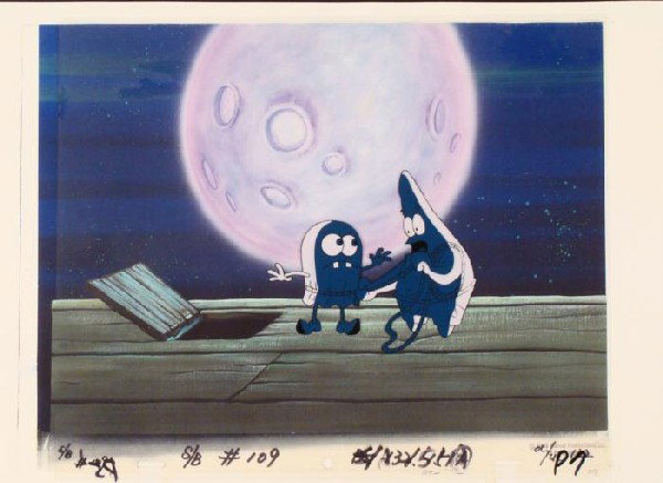 Incognito Cel Original Spongebob Animation Background: This animation cel and reproduction background are from the Nickelodeon TV show SpongeBob Squarepants. The story takes place under the deep blue sea in Bikini Bottom, where S