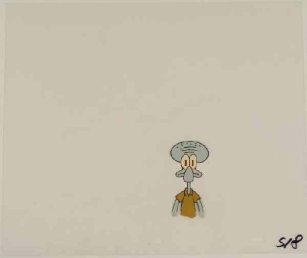 Original Animation Art Bewildered SpongeBob Cel: This original animation cel is from the Nickelodeon TV show SpongeBob Squarepants. The story takes place under the deep blue sea in Bikini Bottom, where SpongeBob resides. Sp