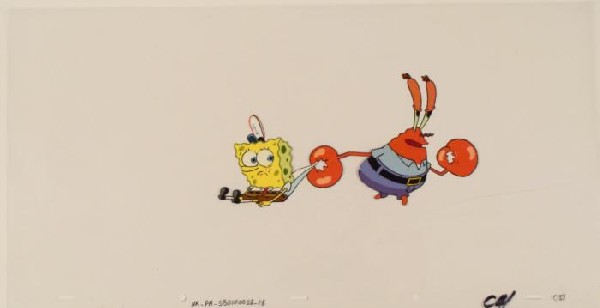 Cel Original Spongebob Youre Coming with Me Animation: This original animation cel is from the Nickelodeon TV show SpongeBob Squarepants. The story takes place under the deep blue sea in Bikini Bottom, where SpongeBob resides. Sp