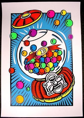 BIG Burton Morris PENNY A POP Signed Numbered Art Print: We love this signed, limited edition print by popular contemporary artist Burton Morris! Title: "Penny A Pop" 1998 32 × 45½ Original serigraph on paper Signed by the artist in pencil and 
