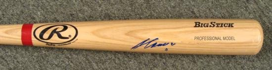 Jose Canseco Signed Big Stick Bat Oakland As MLB: This bat was signed by All Star, and former outfielder and designated hitter Jose Canseco. The autograph is in blue Sharpie. The bat is a 34 inch Rawlings Adirondack "Big Stick" Professional model. It