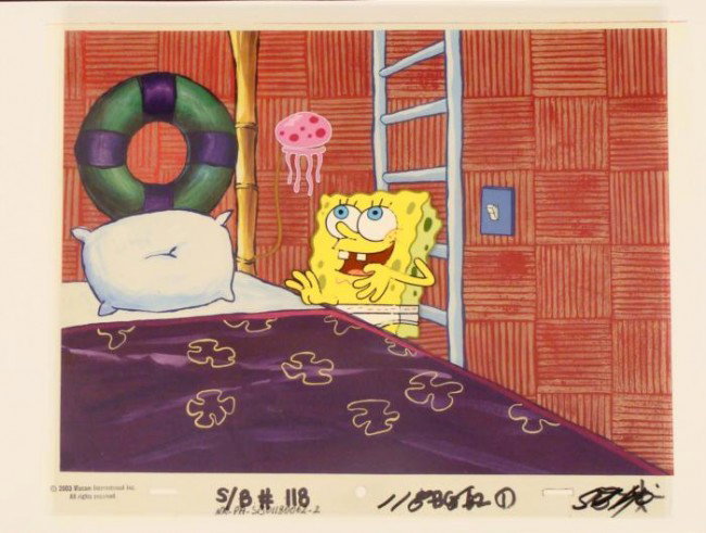 In Awe Background Spongebob Original Cel Production:  This original animation cel and reproduction backgro