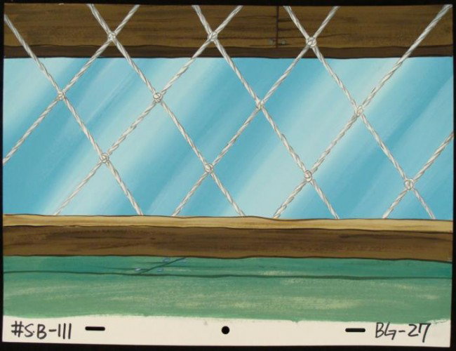 Windows Original SpongeBob Art Production Background: This original hand-painted background from the Nickelodeon TV show SpongeBob Squarepants. The story takes place under the deep blue sea in Bikini Bottom, where SpongeBob resi