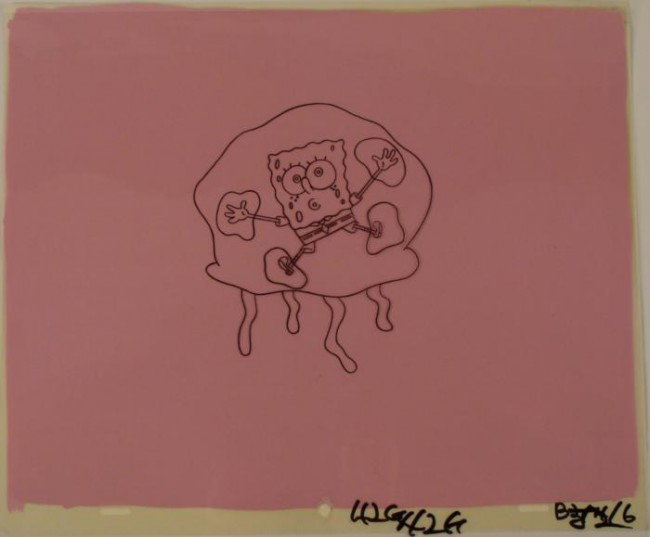 Production Trapped Like a Rat Spongebob Original Cel: This original animation cel is from the Nickelodeon TV show SpongeBob Squarepants. The story takes place under the deep blue sea in Bikini Bottom, where SpongeBob resides. Sp