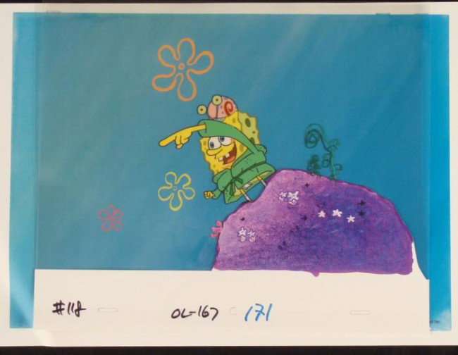 Original Cel Repro Background Animation Come and See: Offered here is an reproduction background and an original animation cel from the Nickelodeon TV show SpongeBob Squarepants. The story takes place under the deep blue sea in 