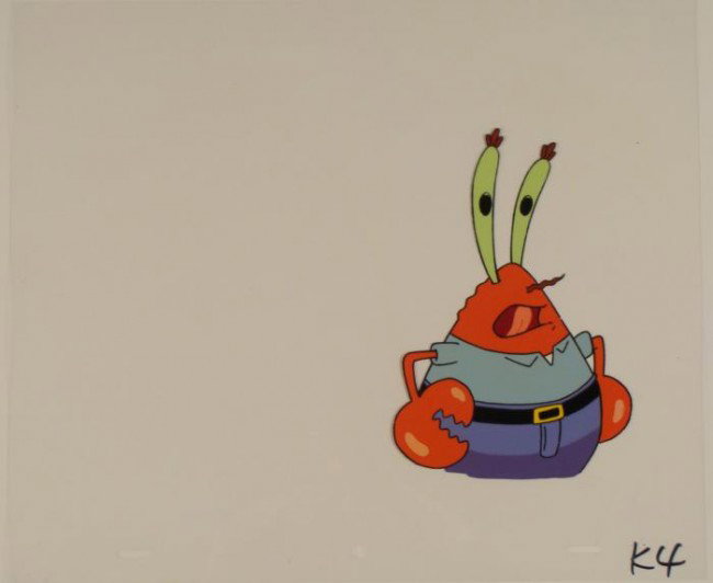 Production Cel Let Me Tell You Original Spongebob Art: This original animation cel is from the Nickelodeon TV show SpongeBob Squarepants. The story takes place under the deep blue sea in Bikini Bottom, where SpongeBob resides. Sp