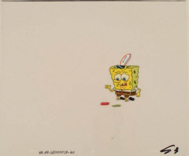 Tomato Lettuce Fall Original SpongeBob Production Cel: This original animation cel is from the Nickelodeon TV show SpongeBob Squarepants. The story takes place under the deep blue sea in Bikini Bottom, where SpongeBob resides. Sp