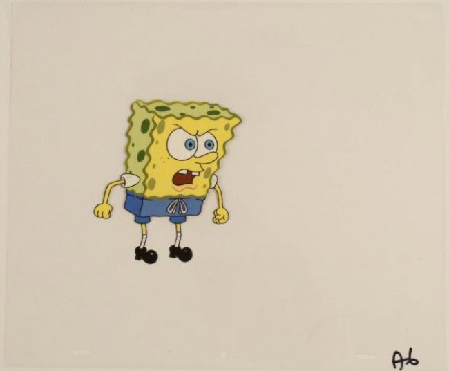 Bright Blue Eyes Original Animation SpongeBob Cel Art: This original animation cel is from the Nickelodeon TV show SpongeBob Squarepants. The story takes place under the deep blue sea in Bikini Bottom, where SpongeBob resides. Sp