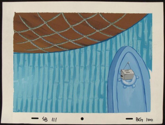 Original Animation Spongebob Door Toaster Background: This original hand-painted background from the Nickelodeon TV show SpongeBob Squarepants. The story takes place under the deep blue sea in Bikini Bottom, where SpongeBob resi
