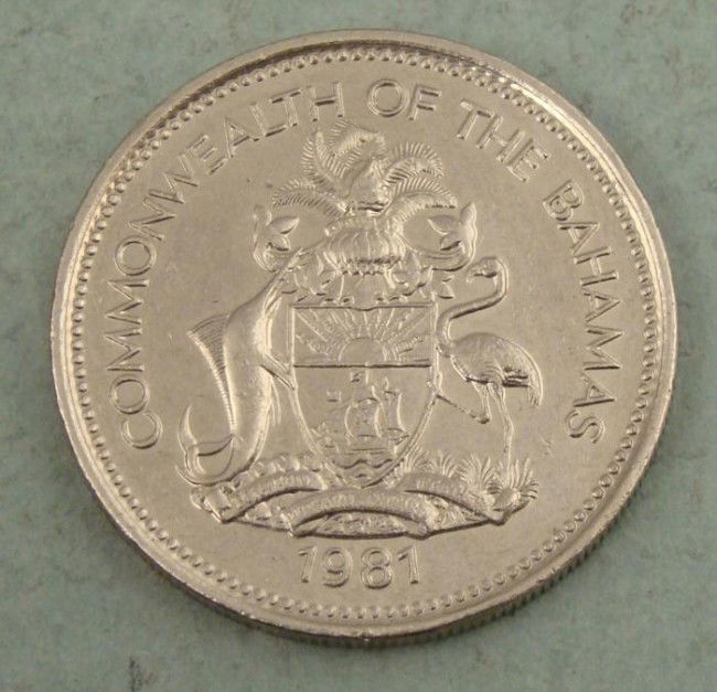 Bahamas Gem UNC 1981 25 Cents Coin -Sail Boat: Bahamas 1981 25 Cents Coin with Sail BoatCondition: Gem Uncirculated