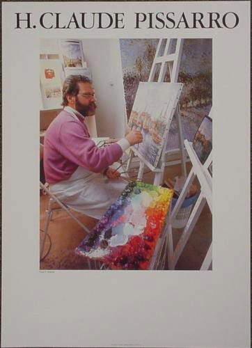 H. Claude Pissarro Modern Impressionist Art Poster: This poster shows well-known and avidly collected contemporary Impressionist H. Claude Pissarro at work at his easel: Poster printed on glossy paper 18 × 25 inches Photo of the artist by F. Will
