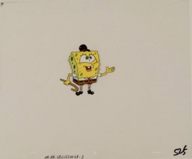 Cel Production Original Putting on a Show Spongebob Art: This original animation cel is from the Nickelodeon TV show SpongeBob Squarepants. The story takes place under the deep blue sea in Bikini Bottom, where SpongeBob resides. Sp