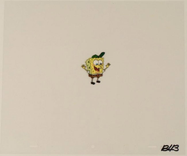 Baseball Cap Original Green Cel Animation Art SpongeBob: This original animation cel is from the Nickelodeon TV show SpongeBob Squarepants. The story takes place under the deep blue sea in Bikini Bottom, where SpongeBob resides. Sp