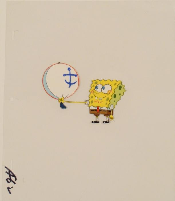 Balloon Cel SpongeBob Production Art Hat Original: This original animation cel is from the Nickelodeon TV show SpongeBob Squarepants. The story takes place under the deep blue sea in Bikini Bottom, where SpongeBob resides. Sp