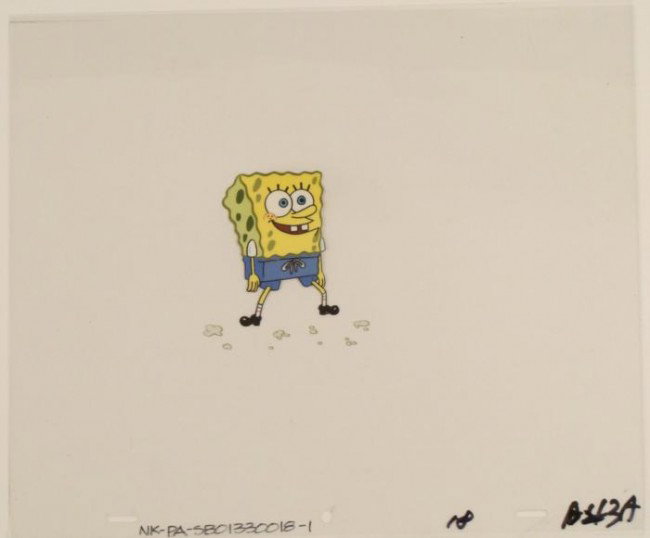 Dust Maker Original Animation SpongeBob Cel Art Suit: This original animation cel is from the Nickelodeon TV show SpongeBob Squarepants. The story takes place under the deep blue sea in Bikini Bottom, where SpongeBob resides. Sp