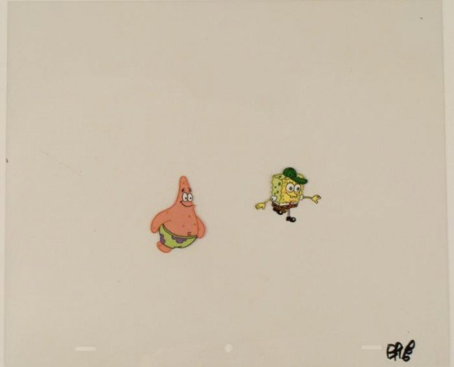 SpongeBob Green Hat Original Production Run Cel Patrick: This original animation cel is from the Nickelodeon TV show SpongeBob Squarepants. The story takes place under the deep blue sea in Bikini Bottom, where SpongeBob resides. Sp