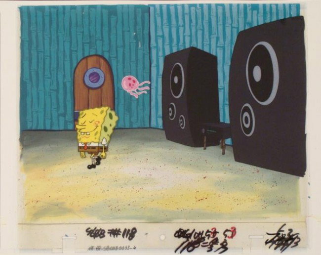 Jelly House Original SpongeBob Cel Animation Background: This animation cel and reproduction background are from the Nickelodeon TV show SpongeBob Squarepants. The story takes place under the deep blue sea in Bikini Bottom, where Sponge