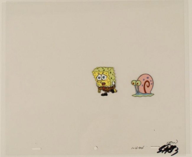 Feeling Blue Original Cel Gary Animation Art SpongeBob: This original animation cel is from the Nickelodeon TV show SpongeBob Squarepants. The story takes place under the deep blue sea in Bikini Bottom, where SpongeBob resides. Sp