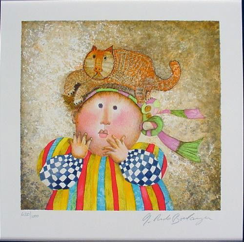 PREMIERS COMPAGNONS Signed LE Cat Art Print Boulanger: This captivating signed and numbered limited edition print entitled "Premiers Compagnons" — is by the popular artist Garciela Rodo Boulanger: Color lithograph on Arches Signed by the artist in