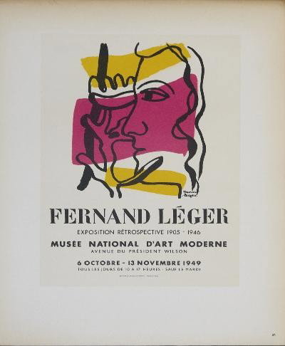 Leger Musee dArt Moderne Mourlot Litho: Reference #: ULXX7673 Artist Name: Leger, Fernand Title: Musee National d'Art Moderne Medium: Lithograph Edition Size: unknown Year: 1959 Paper Size: 12.5 x 9.25 inches Image Size: 8.75 x 6.5 inches C