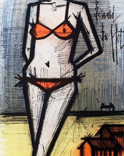 1968 Buffet Le Petite Plage Mourlot Lithograph: Reference #: ULYY9401 Artist Name: Buffet, Bernard Title: Le Petite Plage Medium: Lithograph Edition Size: Unknown Year: 1968 Paper Size: 12.25 x 9.5 inches Image Size: 12.25 x 9.5 inches Condition: A