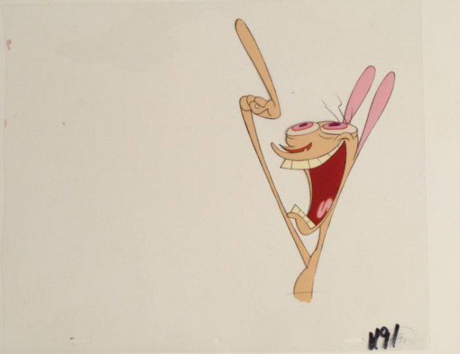 Ren And Stimpy Psychotic Cat Original Animation Cel Art: This is an original production animation cel from the Nickelodeon TV show Ren & Stimpy. The show follows two characters - Ren, a crazy Chihuahua - and - Stimpy, an incredibly stupid