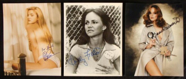 Signed Photos Barrymore Field Sue Martin Actresses: Offered here are three different entertainment stars: Drew Barrymore, Sally Field, and Pamela Sue Martin. Drew Barrymore and Pamela Sue Martin are depicted in erotic poses. 
