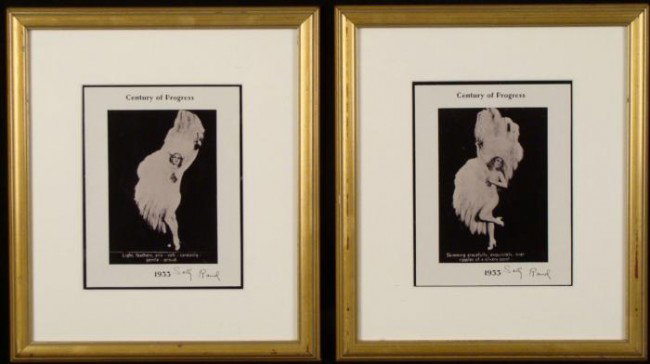 2 Sally Rand Century of Progress 1933 Photos Framed: Here are two Black & White 5 x 7 photos of 1933 Chicago World's Fair sensation, Sally Rand. These photos were printed from the originals, which were the only known nude dancing photos of her, take