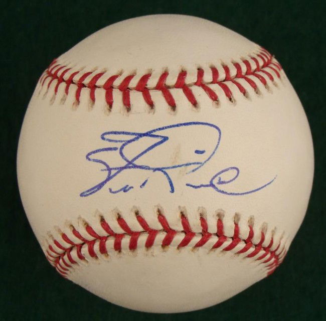 Steve Kline Signed Baseball Pitcher Autographed Ball: This baseball was signed by former pitcher Steve Kline. The autograph is in blue ballpoint. The ball is a Rawlings Official Major League Selig model. It is in excellent condition, with a few light smu